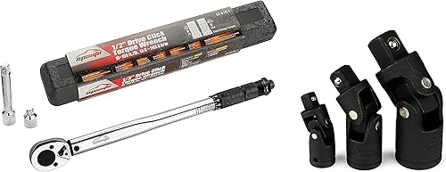 EPAuto Llave dinamométrica de clic de 1/2 pulgada + juego de juntas universales de impacto