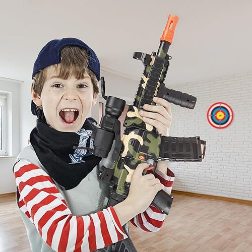 Miniatura 9 de Pistola de espuma de juguete realista, rifle eléctrico de francotirador con alcance, 120 balas suaves, 3 revistas, pistola de dardos automática para