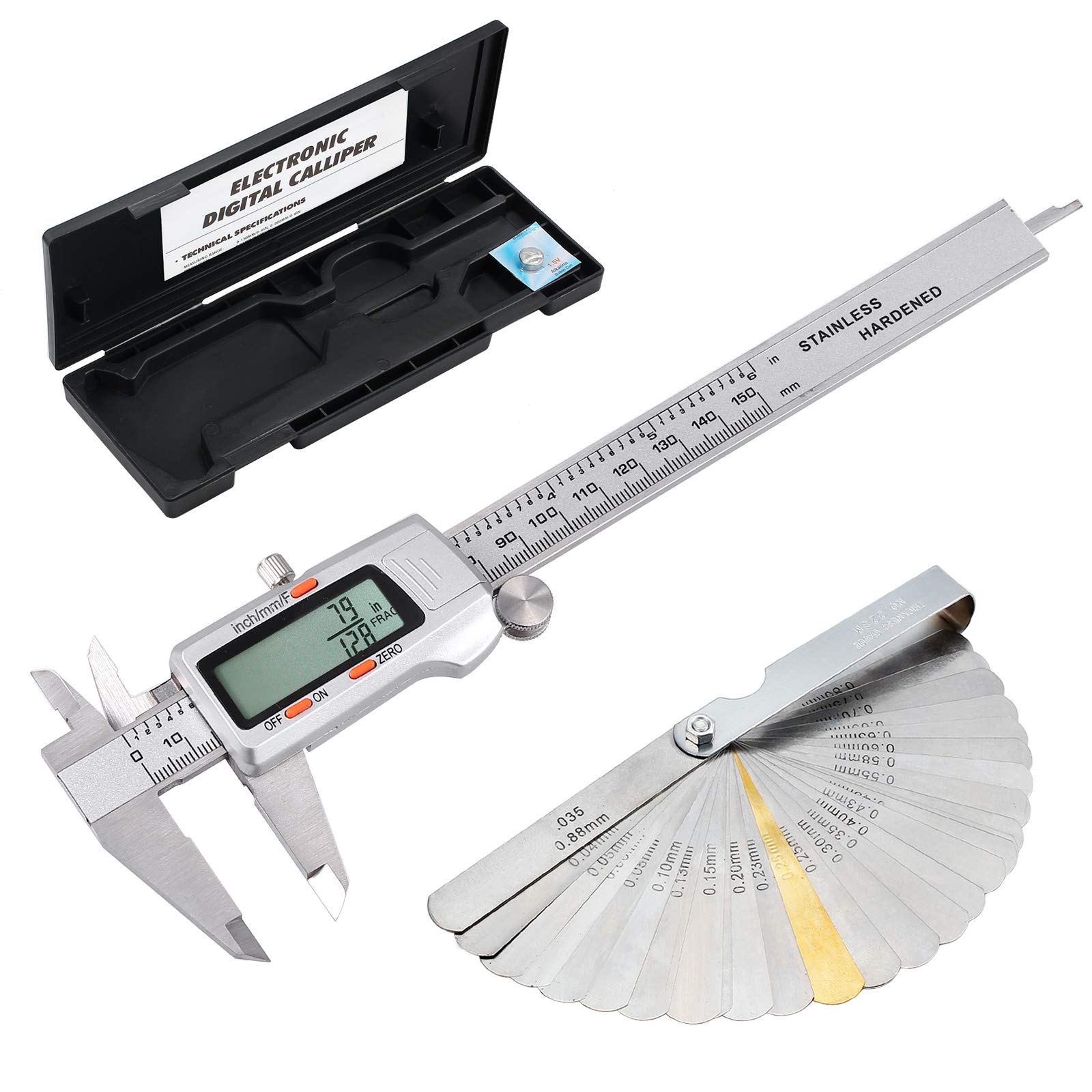 Buy eSynic Digital Vernier Caliper + Feeler Gauge 150mm/6Inch Stainless