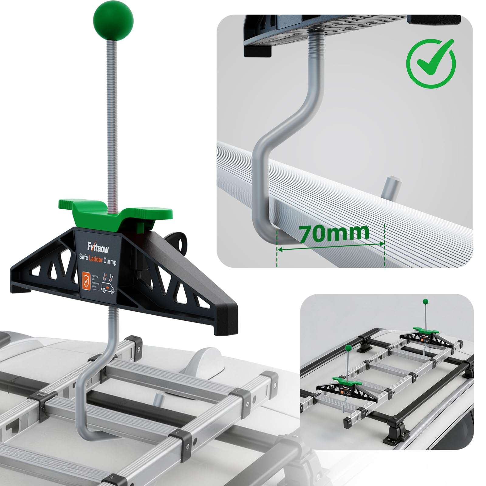 Abrazadera para escalera, Soporte para escalera para portaequipajes Ladder Clamp, Verde