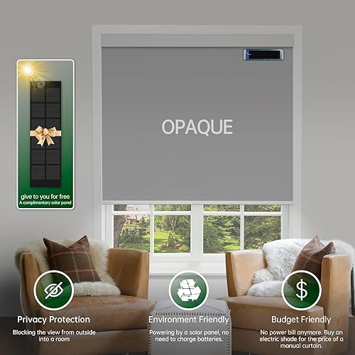 Miniatura 2 de Persianas enrollables motorizadas, persianas automáticas opacas con panel solar, persianas inteligentes inalámbricas para ventanas, persianas