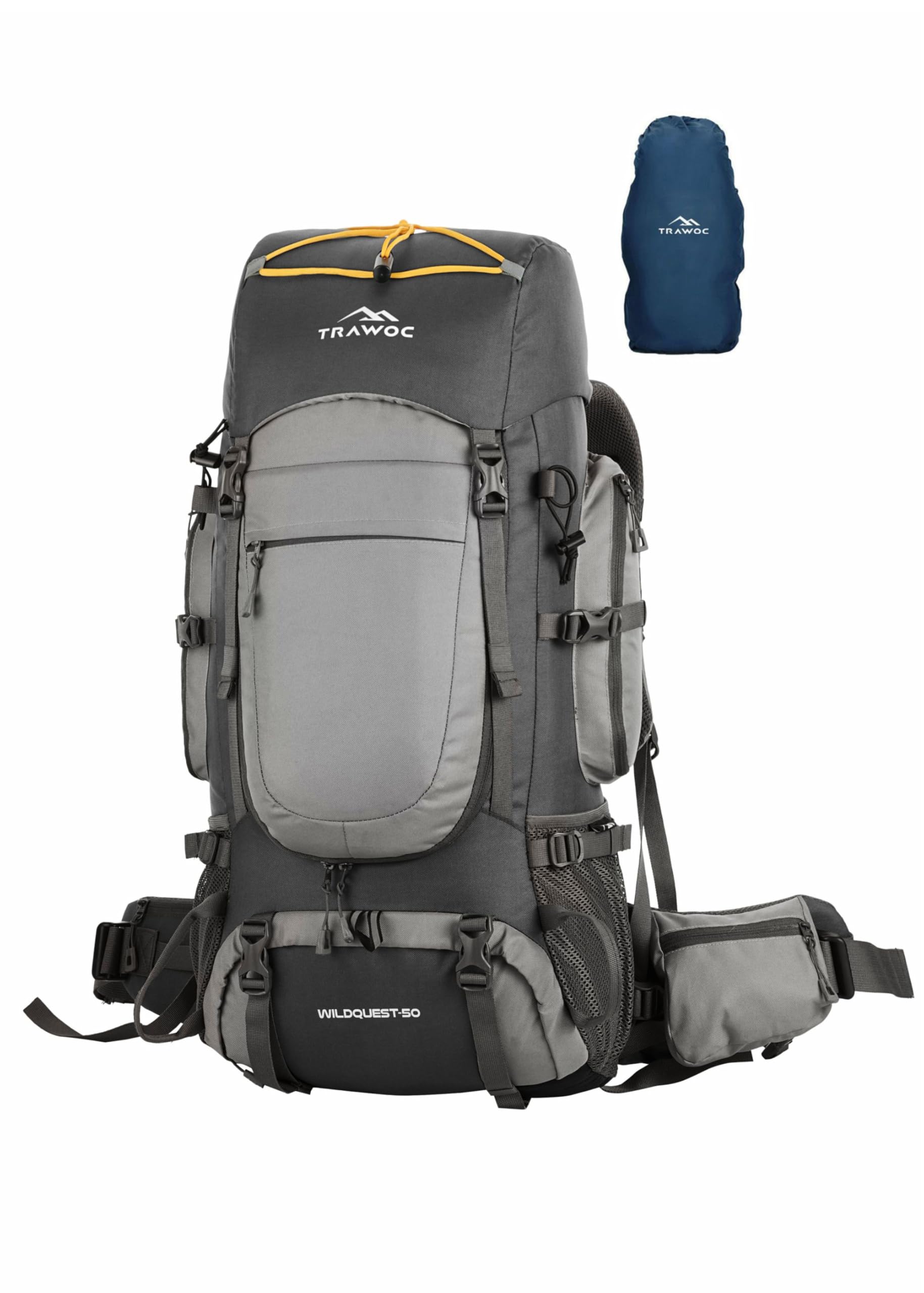 WILDQUEST 50L Travel Backpack for Hiking, Trekking & Camping with Laptop Compartment, Rain Cover, Shoe Compartment & 3-Year Warranty - MHK005-image-48