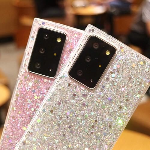 Vista 2 de Topwin Funda para Galaxy Note 20 Ultra 5G con purpurina, diamante brillante, delgada, suave, transparente, goma de poliuretano termoplástico