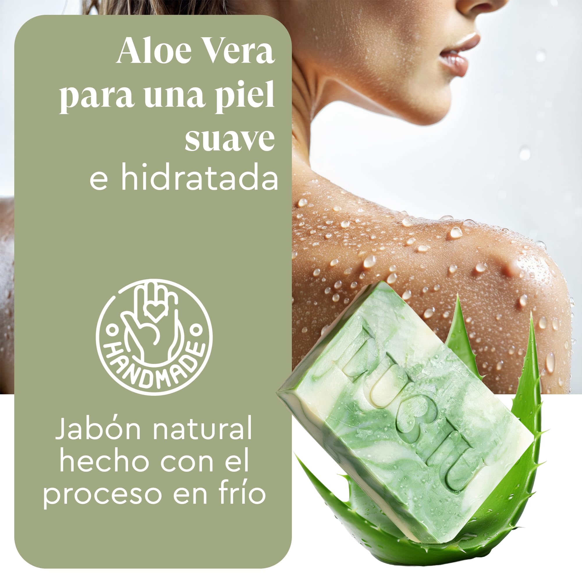 Jabón Natural de Aloe Vera - 100g Jabon de Manos Pastilla Jabon Cuerpo y Pastilla de Jabon Facial Para Hidratar y Nutrir la Piel - Jabones Artesanales — view 2