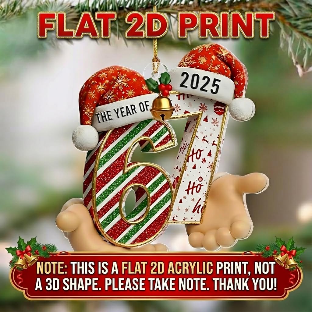 Santa Says Six Seven Christmas Ornament 2025 - Funny 67 Meme Ornament, Funny Christmas Ornaments 2025 - Santa Ornaments for Christmas Tree - Stocking Stuffers for Teens - Teen Girls Trendy Stuff - Image 2