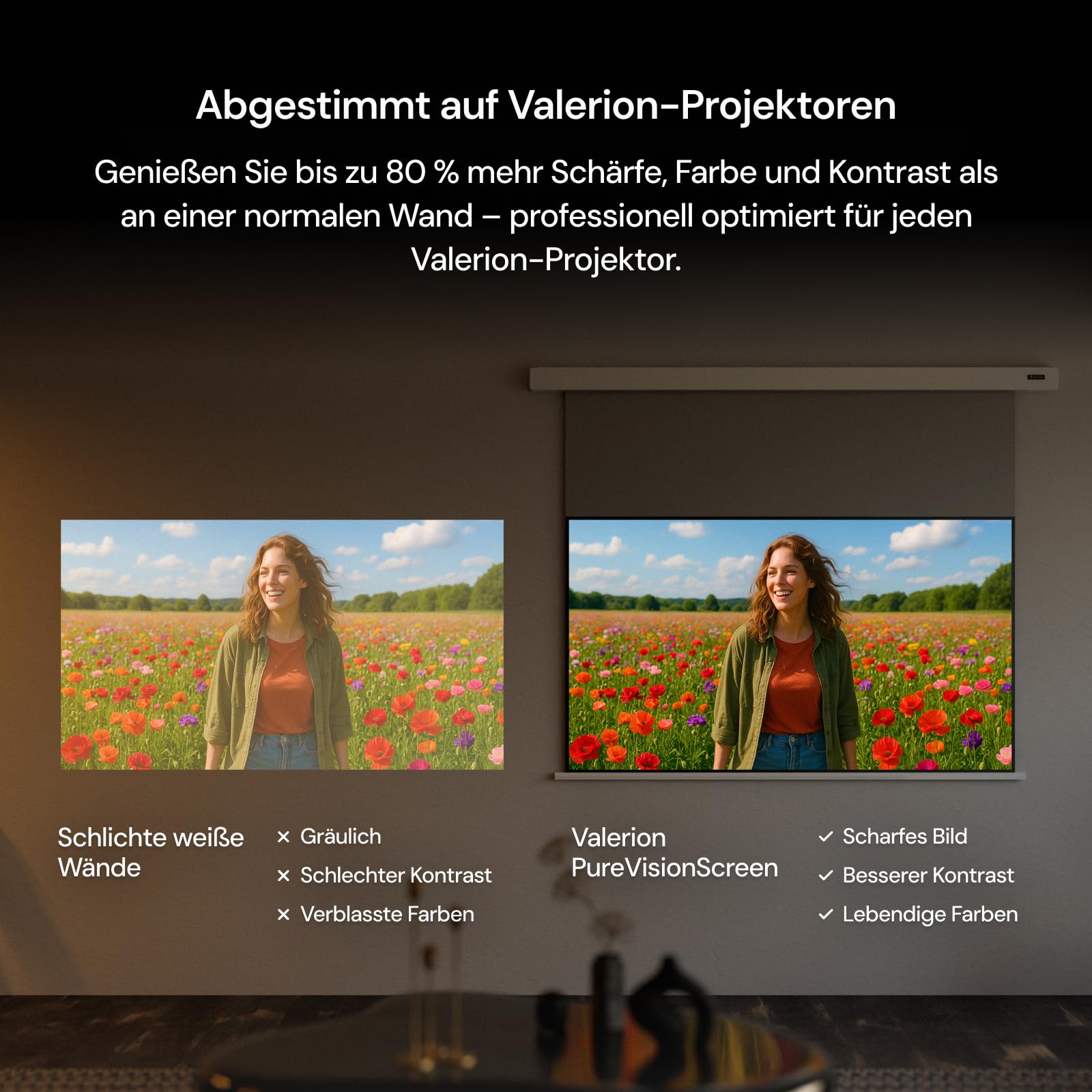 AWOL Valerion 100" Motorisierte Projektorleinwand – Mattweiß, Zero-Speckle, leise & glatt abrollbar für Heimkino