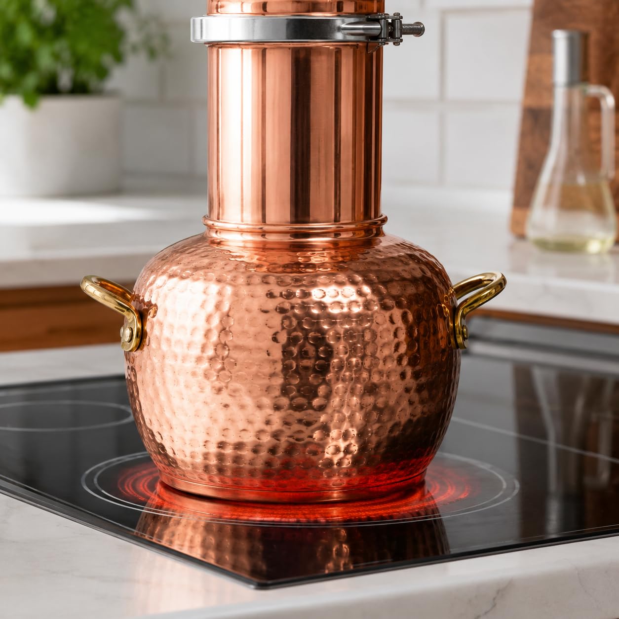 Copper Alembic Still Kit 2L con termometro, attrezzatura per distillazione domestica per whisky e oli essenziali, perfetto per principianti e appassionati
