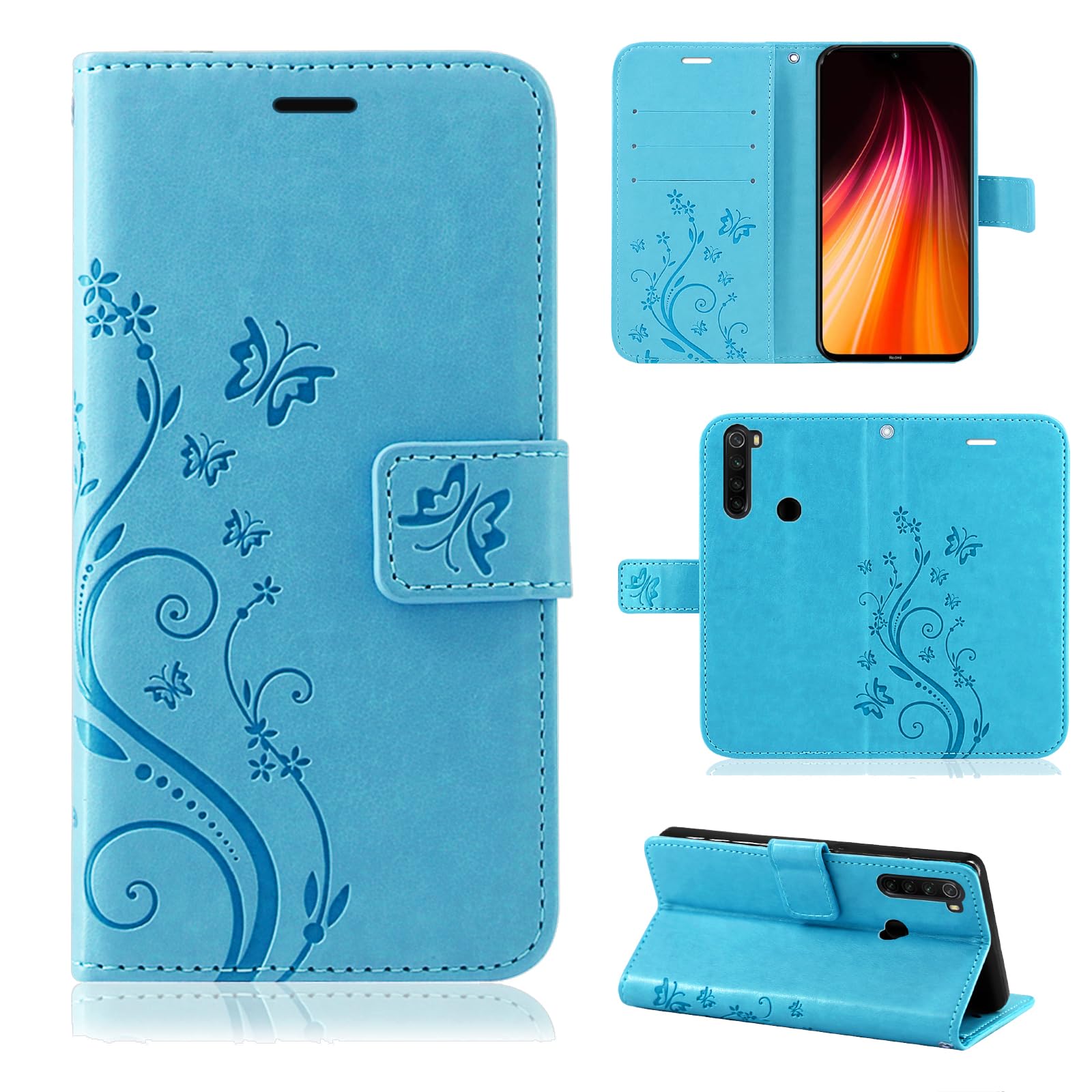 Betterfon Custodia A Libro Per Xiaomi Redmi Note 8 (2021) – Cover Flip In Pelle PU Con Porta Carte E TPU Interno, Funzione Stand, Blu - 4