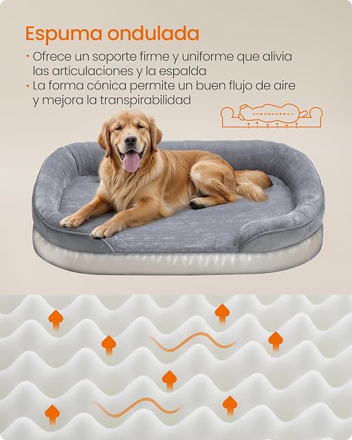 Foto 3 de 7 de Feandrea Cama para Perros Grandes, 106 x 76 x 18 cm, Ortopédica, Espuma de Nido de Abeja