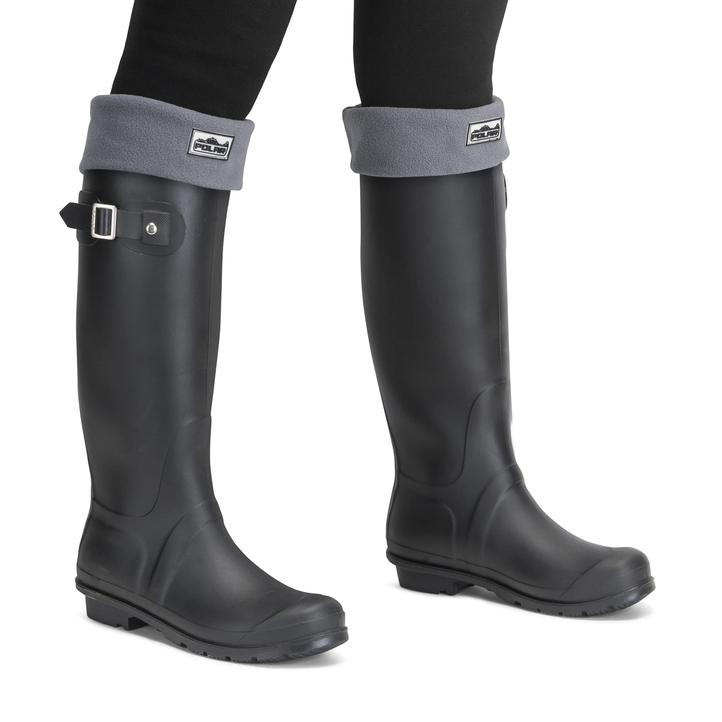 Polar Womens Thermal Fleece Welly Wellington Boot Warm Cosy Soft Wellie Socks - Grey - XL