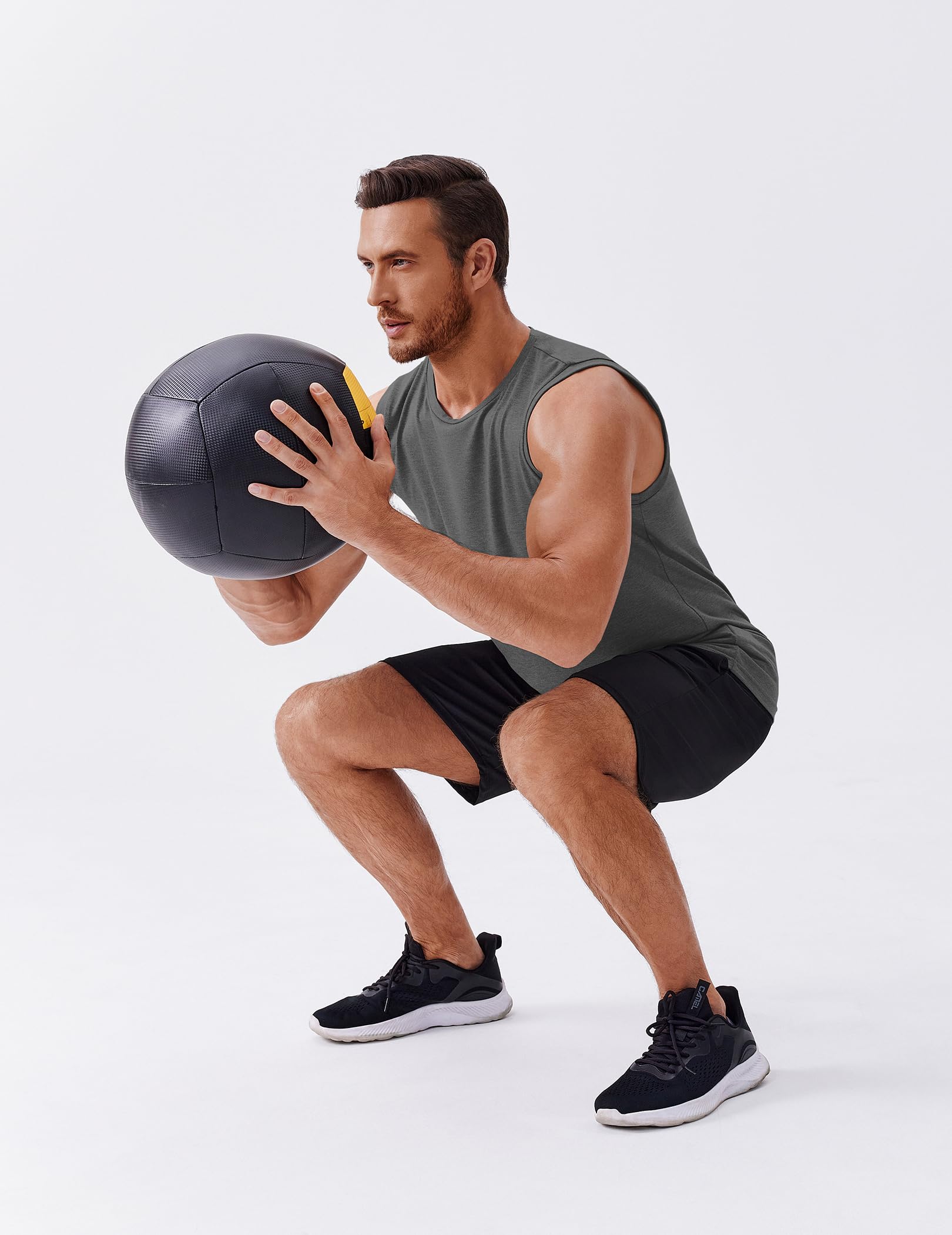 PINSPARK Camiseta sin mangas para hombre, 1 o 3 unidades, camiseta sin mangas, para gimnasio, fitness, deporte, secado rápido, camiseta de axilas, transpirable, camiseta de entrenamiento - 3