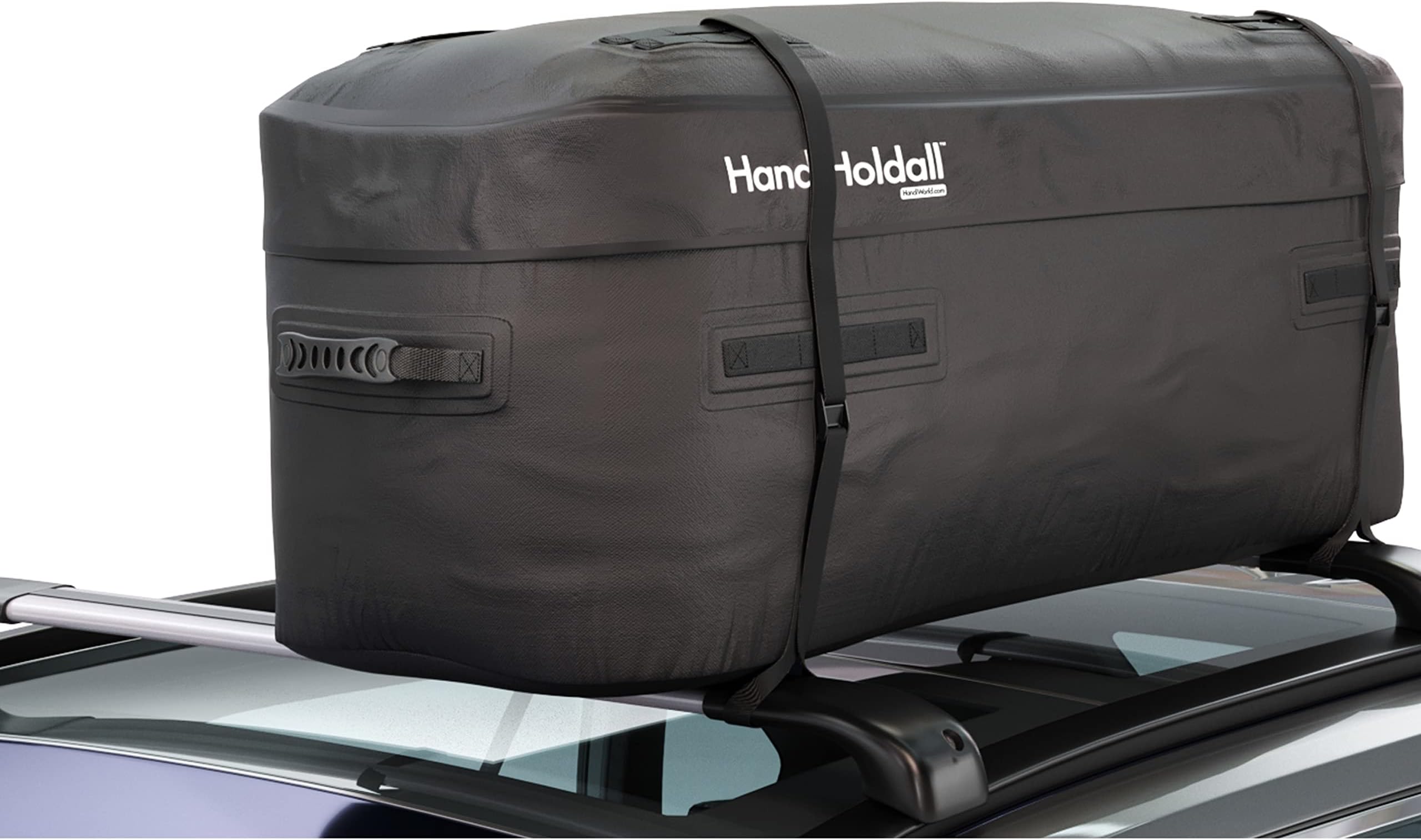 HandiHoldall - 175L Waterproof Roof Bag / Top Box (Black) – Large Cargo Carrier - Solid Foldable Base