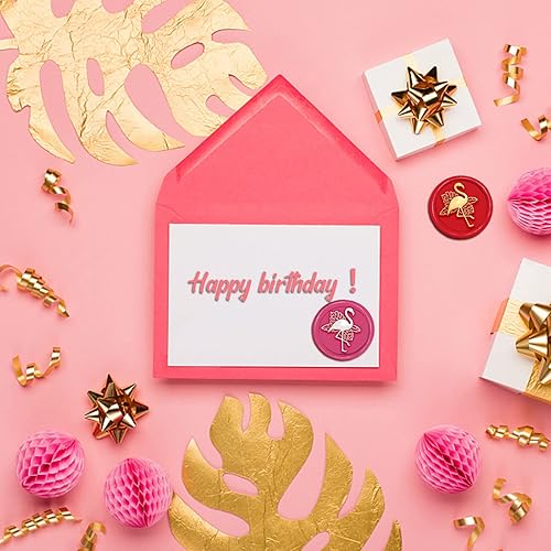 Miniatura 2 de CRASPIRE Sello de cera de flamenco, sello de hojas de palma, sellos de cera de animal de 1.57 pulgadas, cabeza de sello de latón extraíble vintage