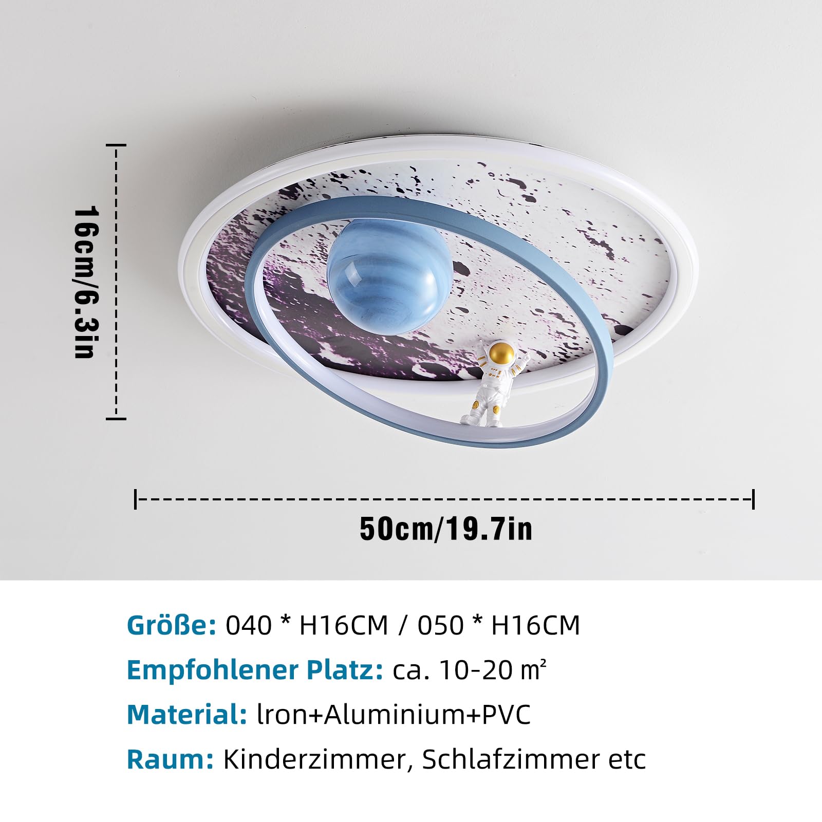 LED Kinder Deckenlampe Mond Oberfläche Astronaut Design Dimmbar mit Fernbedienung Schlafzimmer Deckenleuchte