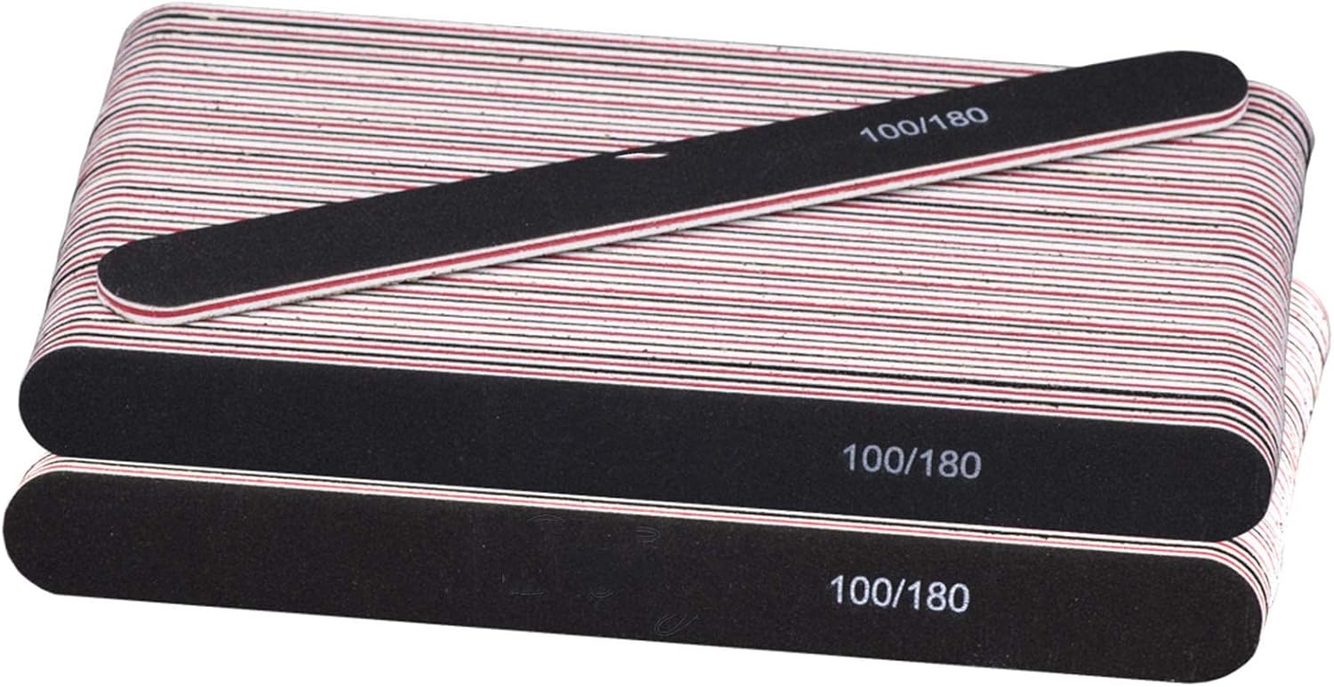 人気 25pcs 50ピースネイルファイルセット100 180半ムーンサンドペーパーブロック研削ポリッシュサンディングペディキュアファイルマニキュアネイルライムツールネイルファイル Color 50pcs Nf5004