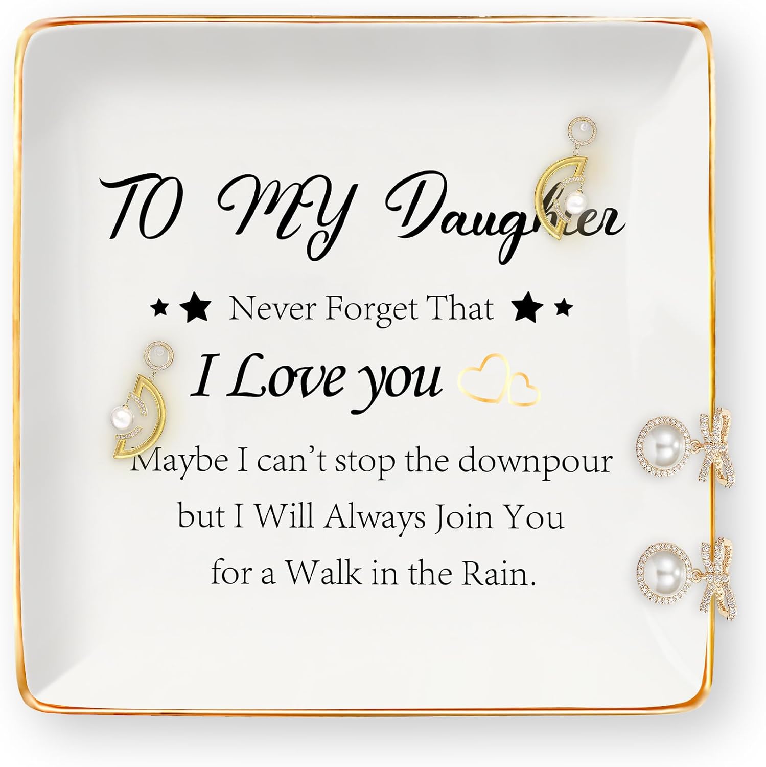 Daughter Gifts from Mom and Dad - Gifts for Daughter Jewelry Dish Ceramic Jewelry Tray Trinket Ring Dish for Women Christmas Birthday Mother's Day Valentine's Day Gift for Adult Daughters