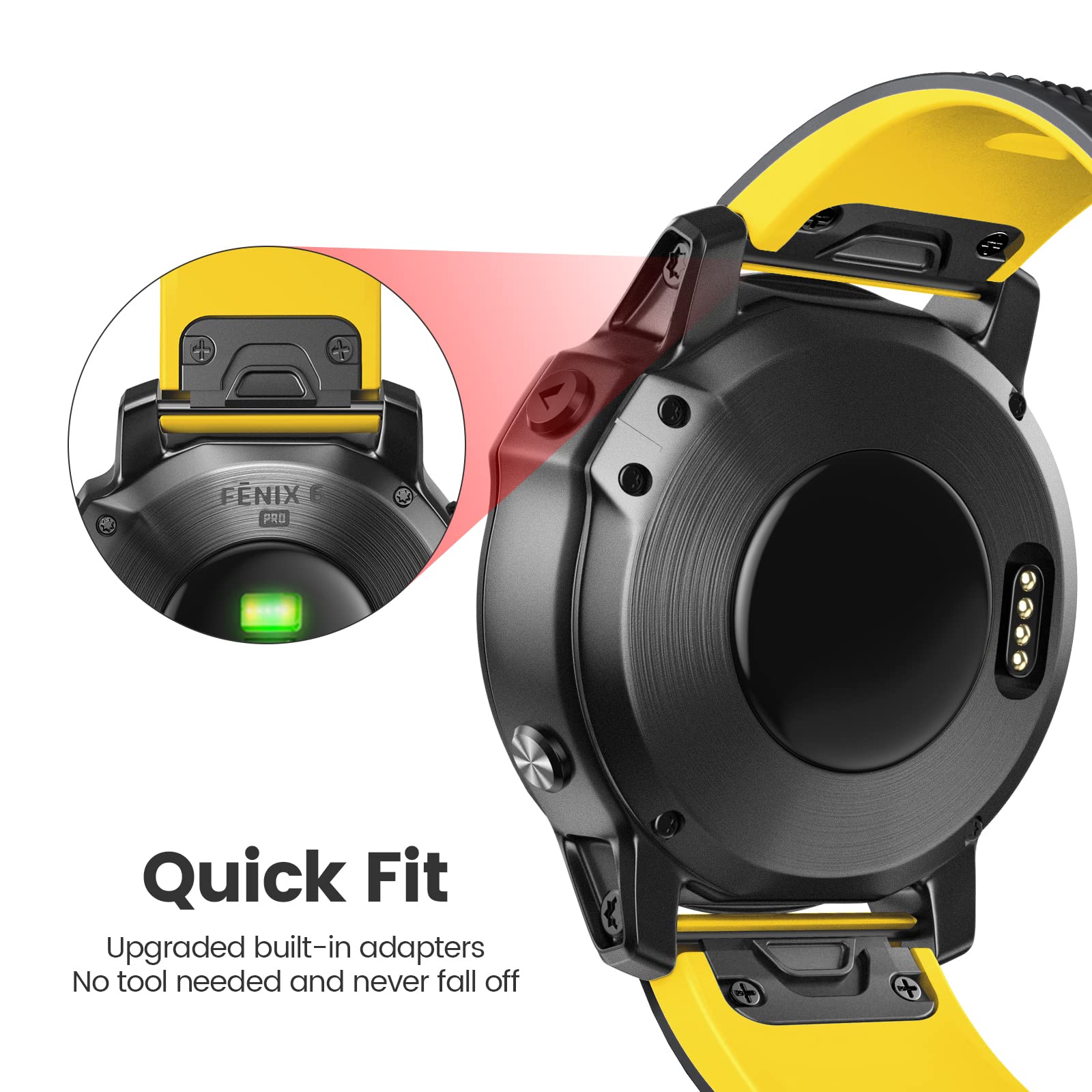 Cinturino in Silicone Compatibile con Fenix 6/Fenix 5 Cinturino, Ricambio a Sgancio Rapido da 22mm Cinturino con Fibbia a Vite per Descent MK 2/Approach S60/S62/Quatix 5