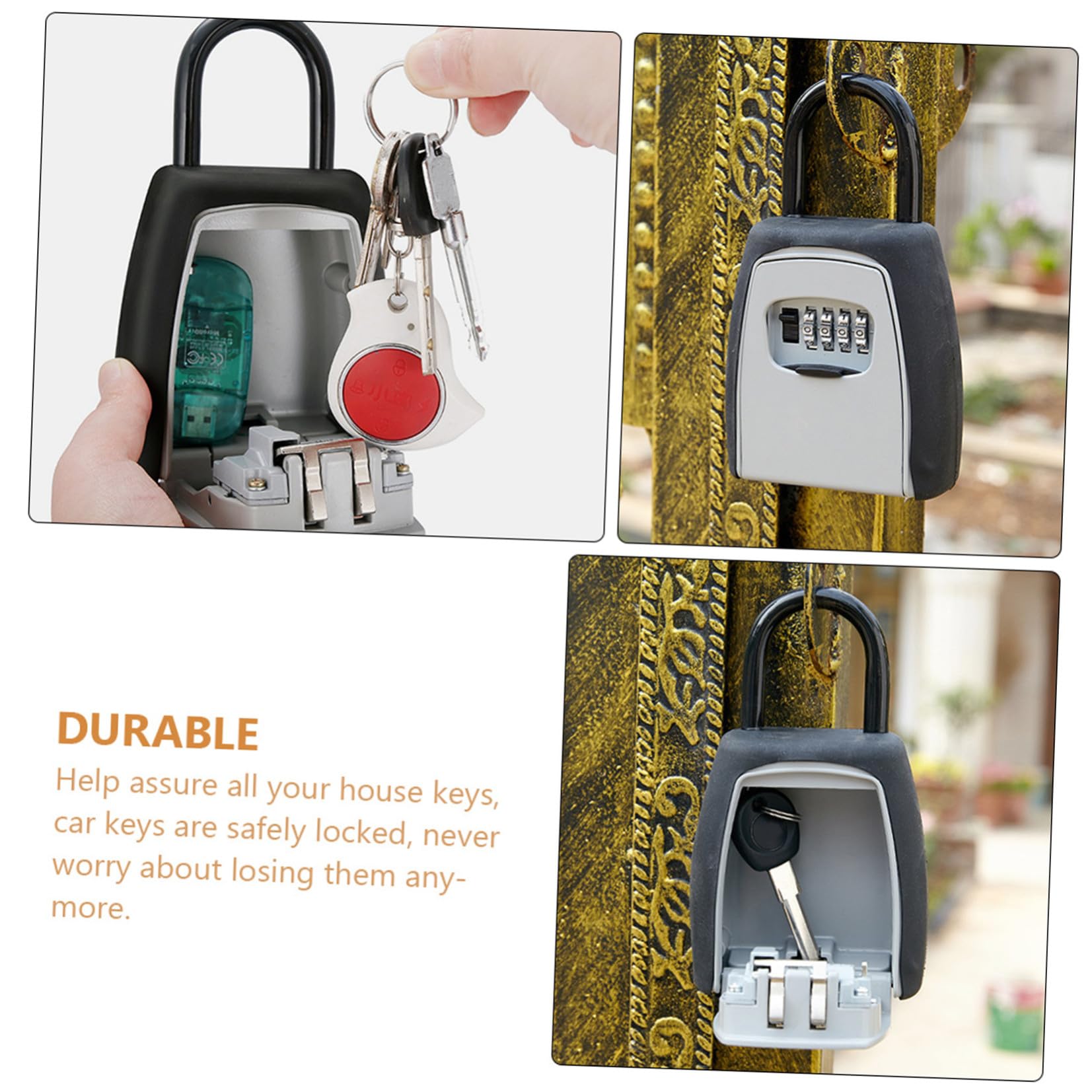 MAGICLULU Cassetta Di Sicurezza Portatile Con Serratura A Chiave Reale 4 Codici Robusta Facile Da Installare Per Esterni Casa E Ufficio