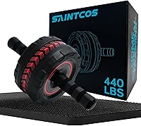 SaintCos Ab Roller Wheel with Knee Pad - 3.4" Dual Wide Wheels, 440lb Stability for Core Abs Workout, Home Gym Men Women