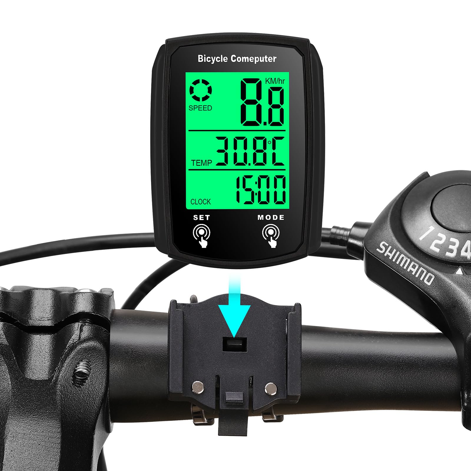 Bike Speedometer, Waterproof Bicycle Speedometer and Odometer Wired - Accurate Cycling Speed Tracker with LCD Backlit Display and Multiple Functions (Black)