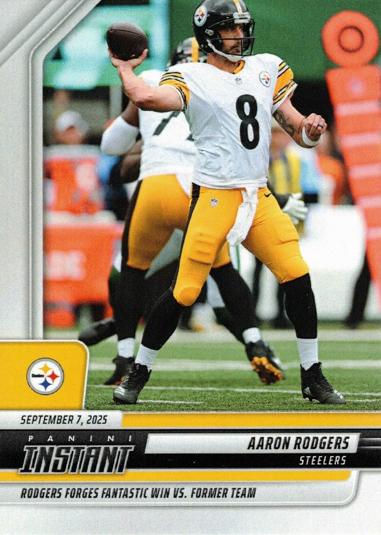 2025 Panini NFL Instant #56 Aaron Rodgers Football Card Steelers - Only 373 made!