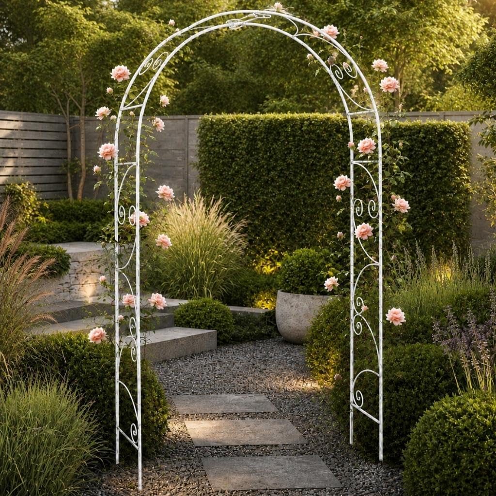 DanDiBo Arco per rose, zincato massiccio, 135 cm, resistente alle intemperie, 96518, arco rotondo, per rampicanti, zincato a caldo