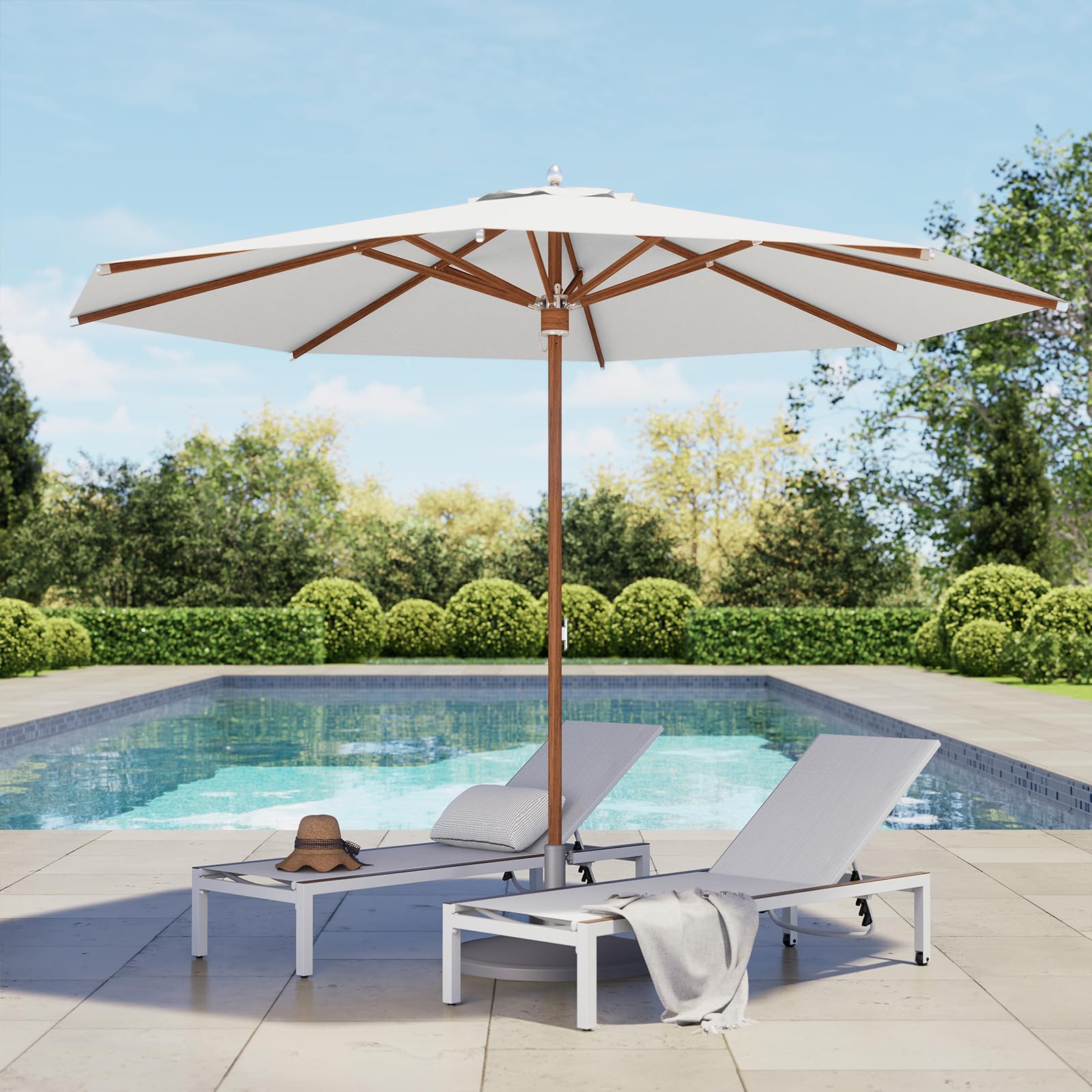 Amazon.com : Grand patio 11 FT 10-Year-Non-Fading Patio Umbrella, Outdoor  Umbrella with 8 Faux-Wood Grain Aluminum Ribs, Market Umbrella with Pulley  Lift, Ventilation, Waterproof for Poolside, Deck, Backyard, Gray Fabric :  Patio,