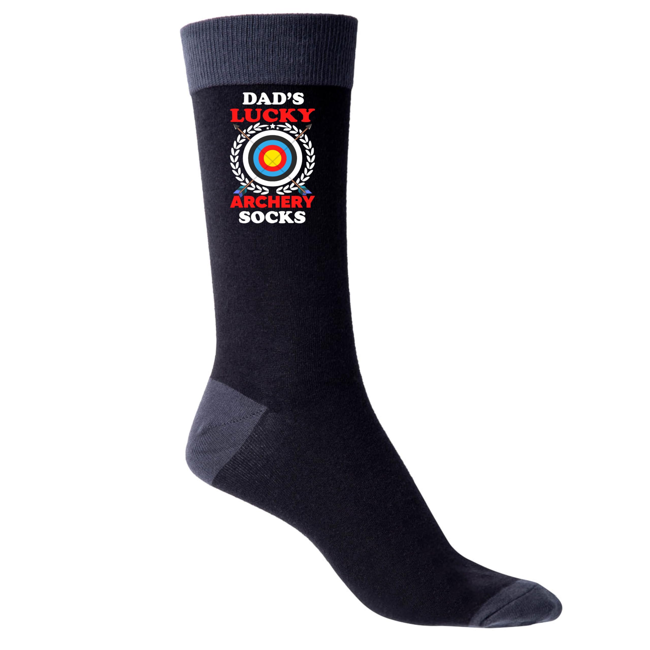 Print4u Men's Black Dad's Lucky Archery Socks Gift Father's Day Birthday Present