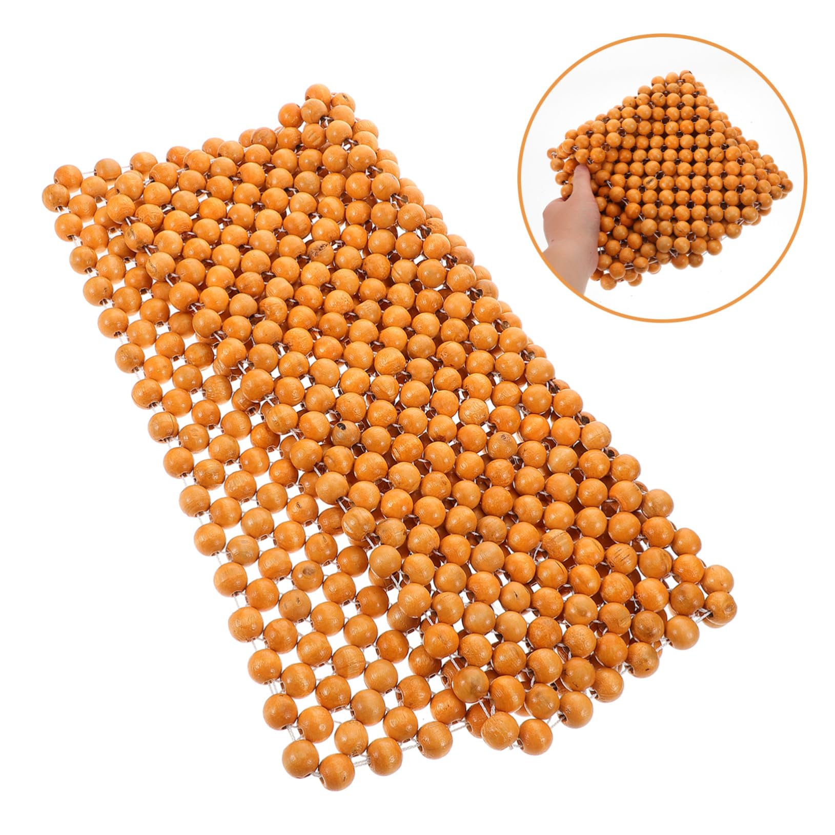 Cojín de Asientos con Cuentas de Madera 44x44 Cm Beige para Coche y Oficina, Transpirable y Masajeador, Funda de Asiento Verano, Almohadilla Refrescante para Vehículo y Silla