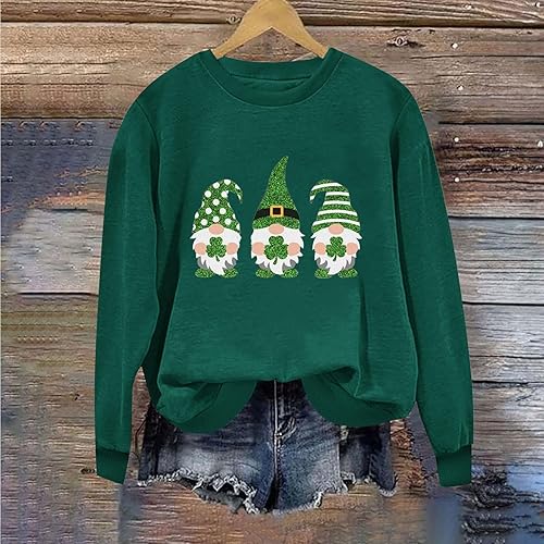 Miniatura 2 de SPZTSX Gnome St Patricks Day Shirt Women Oversized Casual Crewneck Pulllover Sweatshirt Lucky Shamrock St.Paddys Day Clothes