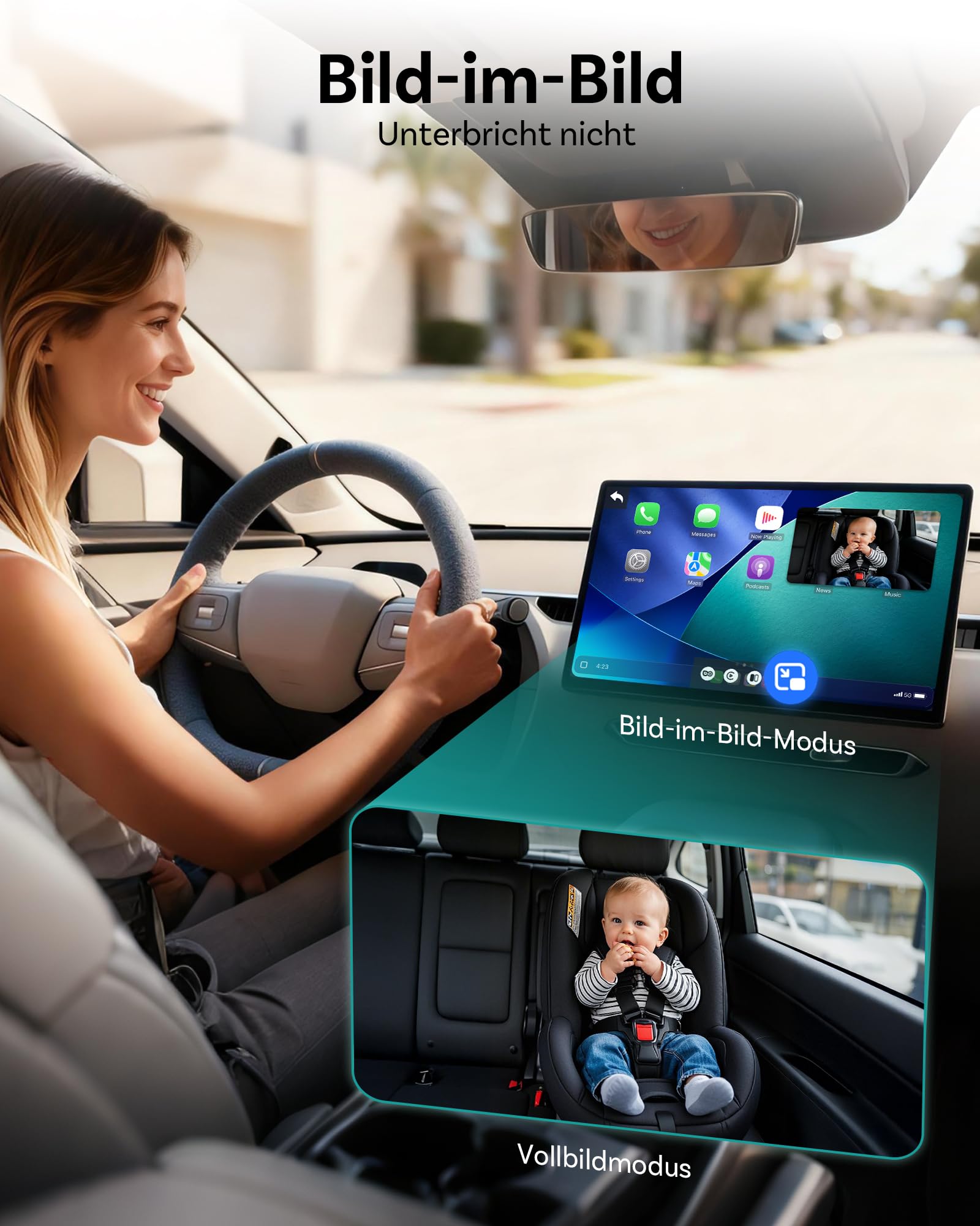 Ottocast Cabin Care CarPlay Adapter 2026, Ottocast Mini Caméra Siège Arrière 1080P, USB-A Plug & Play, Uniquement pour CarPlay Filaire d’Origine