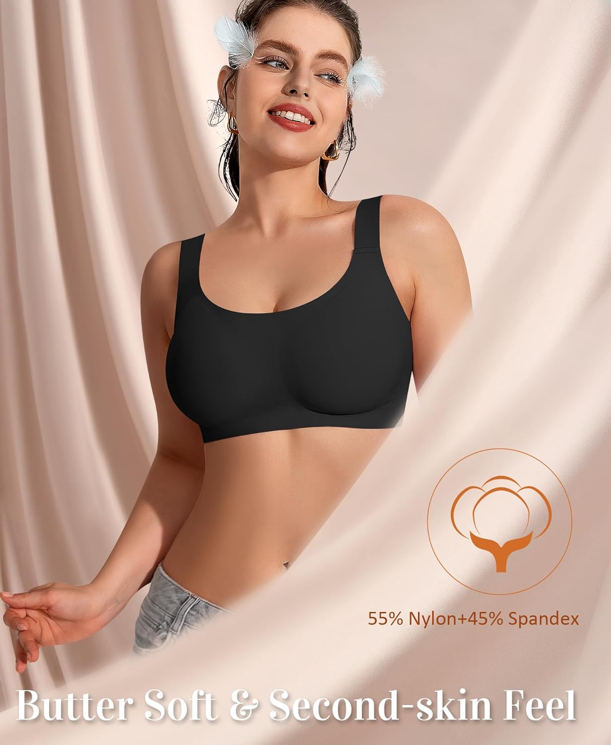 Wireless Jelly Seamless Bras for Women No Underwire Tshirt Full Coverage Padded Bra Comfortable Everyday Bralettes - Image 2