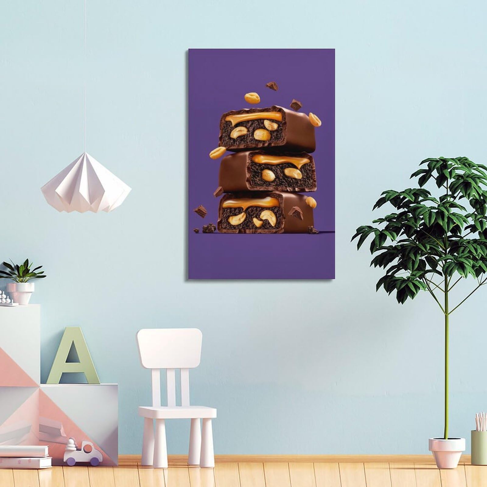 WIZIGM Fotografiertes Erdnusskaramell, gefülltes Schokoladentafel-Poster, moderne Wandkunst, Leinwand, ästhetische Dekoration, Gemälde, 50 x 75 cm, Rahmenstil