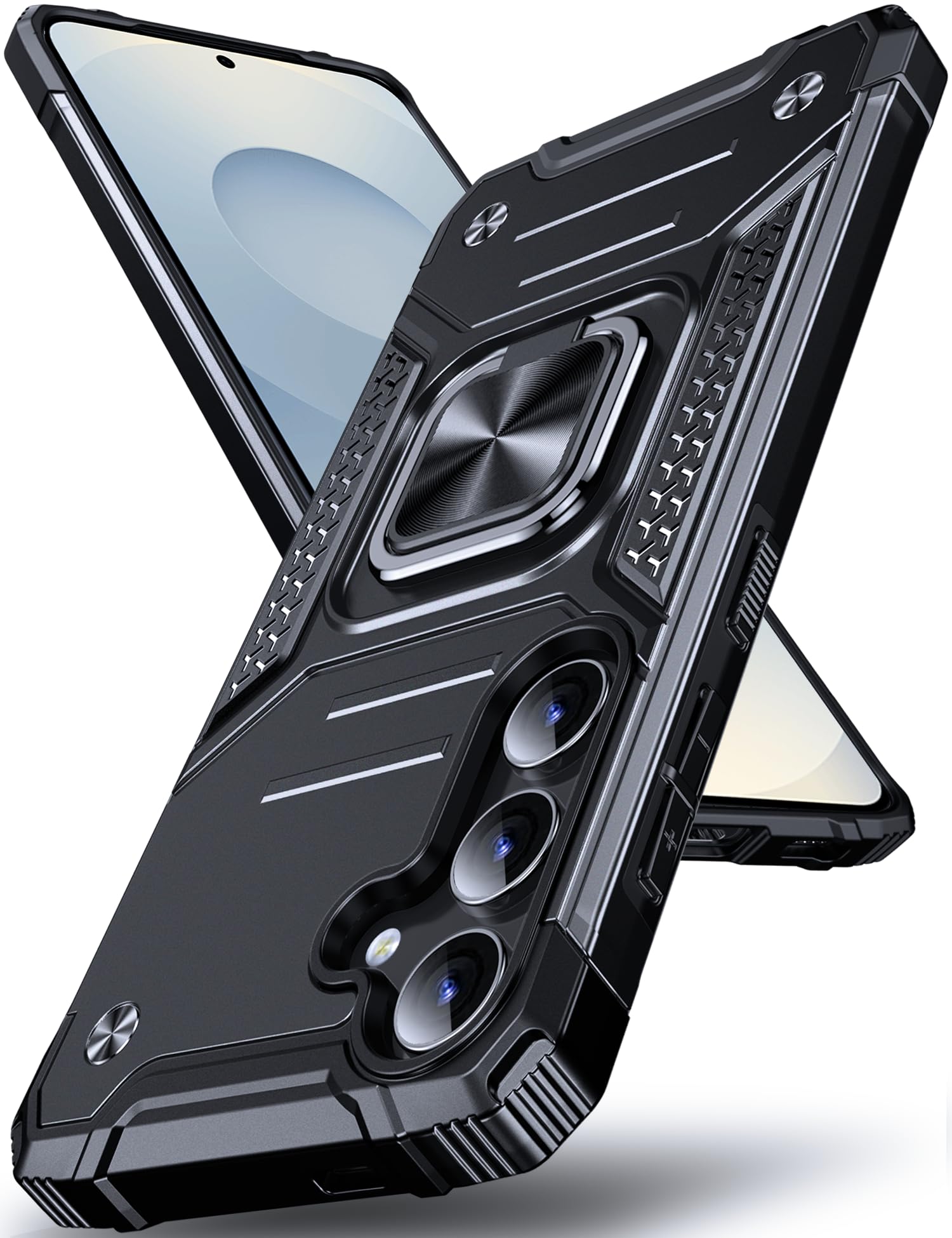 DASFOND Galaxy S25 Case, Military Grade Shockproof Protective Phone Case Cover with Enhanced Metal Ring Kickstand [Support Magnet Mount] Compatible