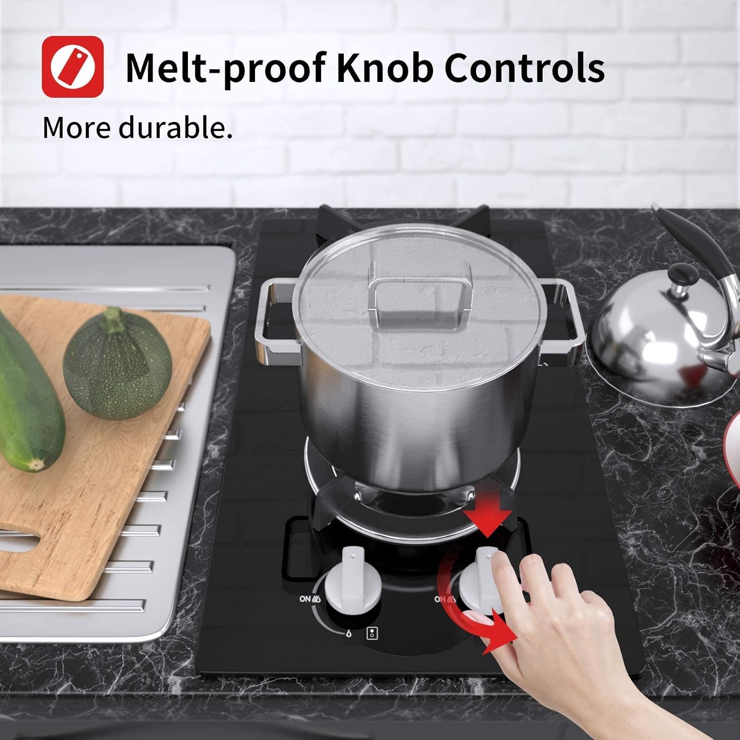 Piano Cottura a Gas, Vetro Nero (2 fuochi) Piano Cottura a Gas, Vetro Nero (2 fuochi)