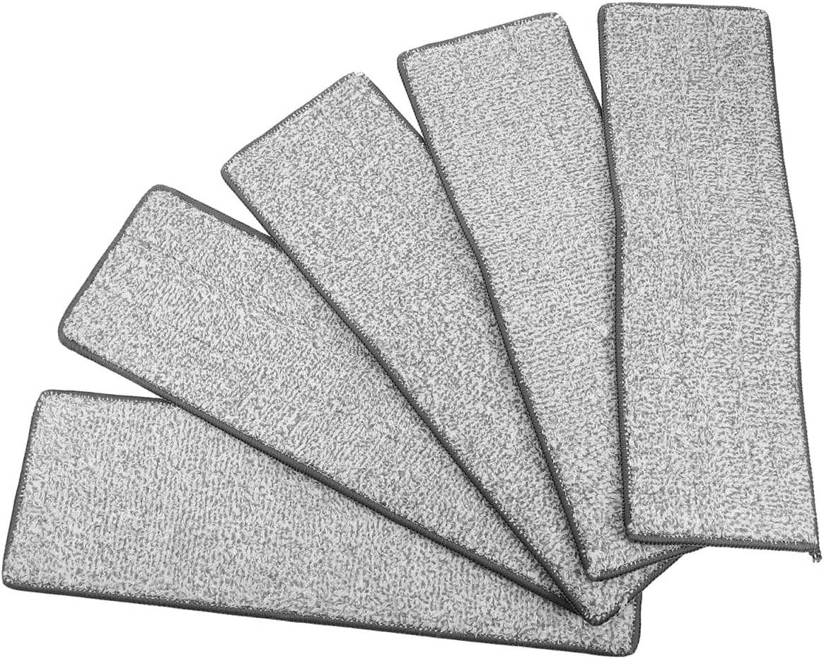 Ciieeo 5-Pack Microfiber Mop Replacement Pads Reusable Washable Floor Mop Pads 14.96 X 4.80 inch Cleaning Cloth Refills for Hardwood Tile and Laminate Floors