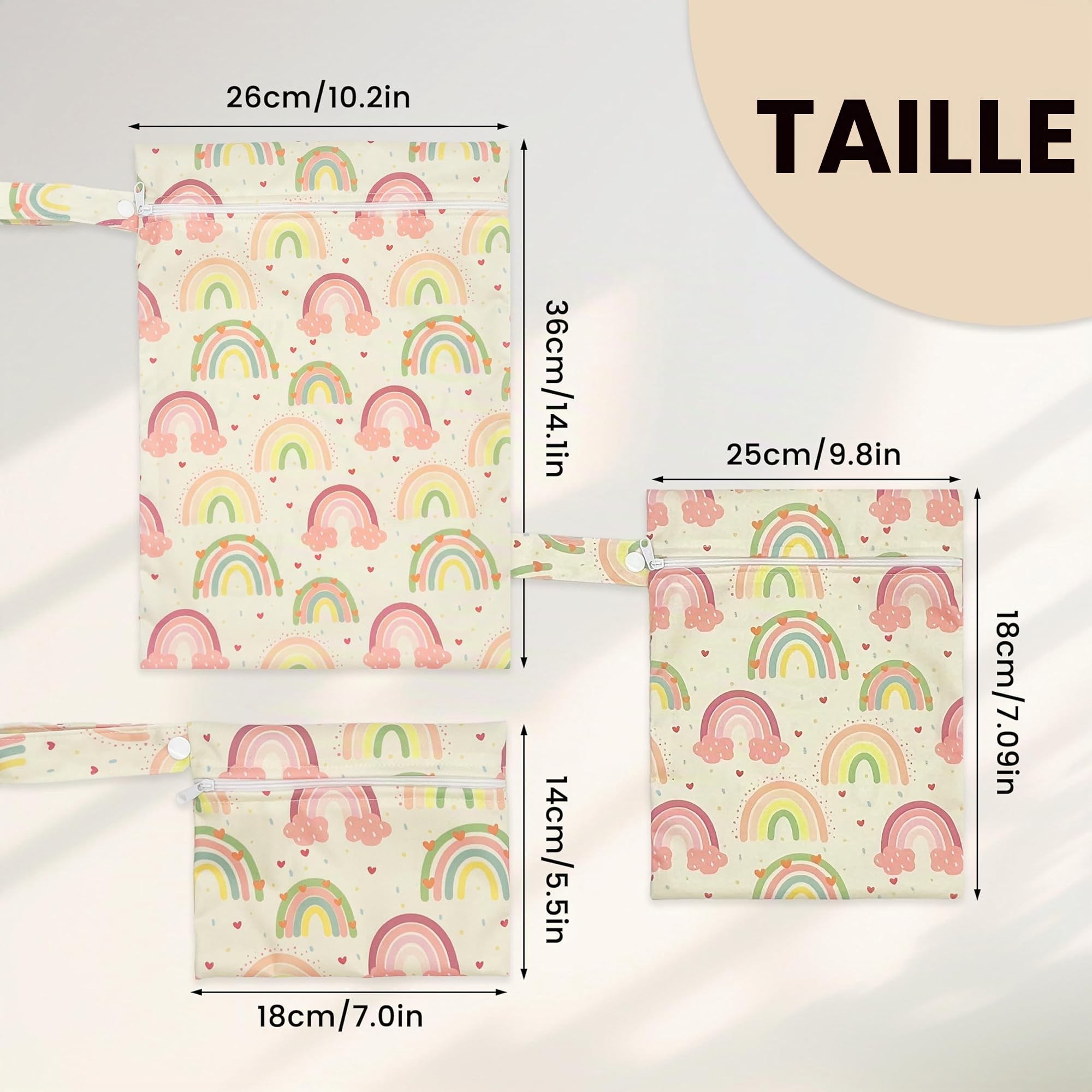 Lot de 3 Sacs，3 pièces Sac Maillot de Bain mouillé，a Couche，Etanche，Linge Sale Voyage，Sac à Linge Sale，étanche， Piscine
