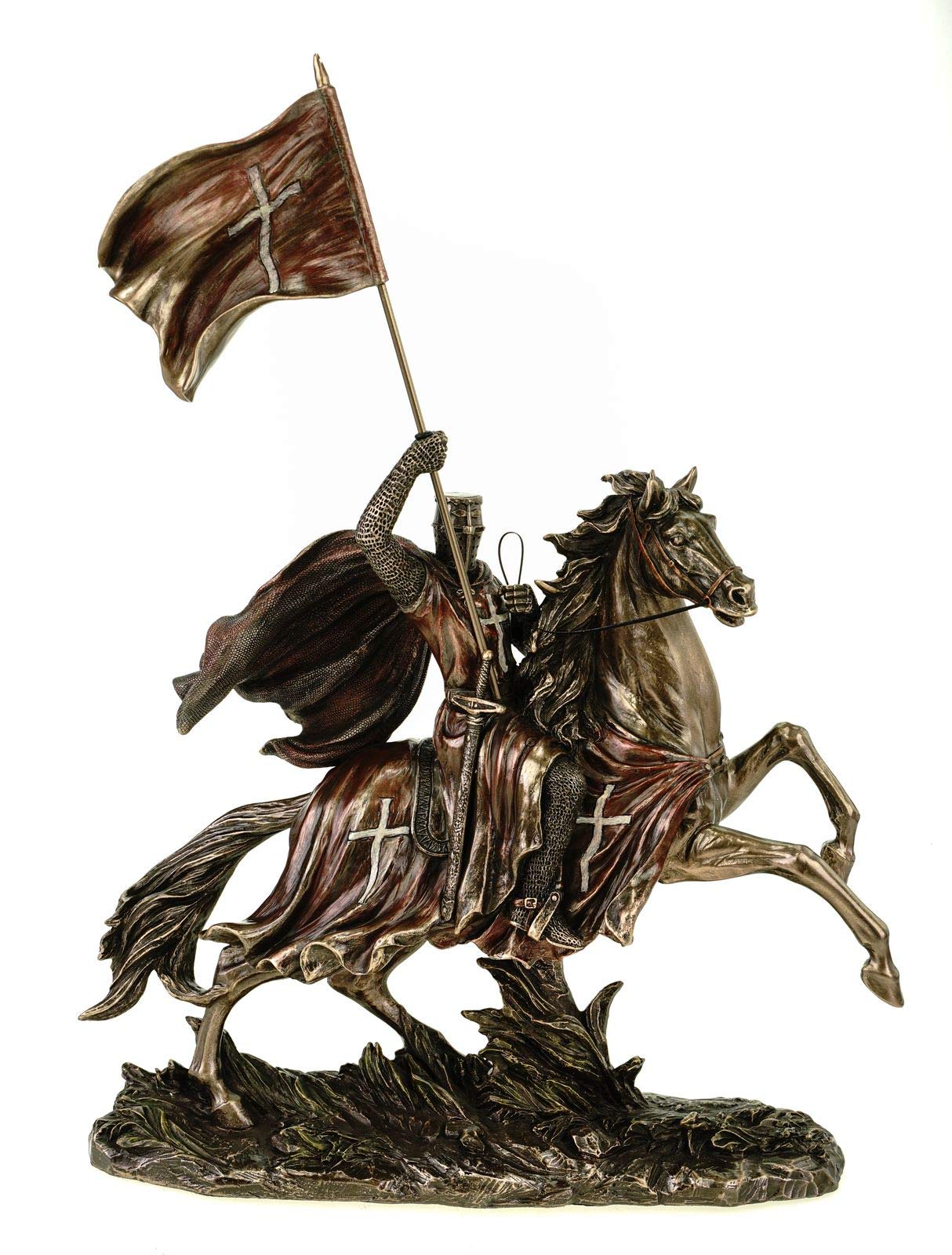 Veronese Tempelritter auf seinem Pferf mit Flagge 38 cm Figur Ritter Knight Mittelalter