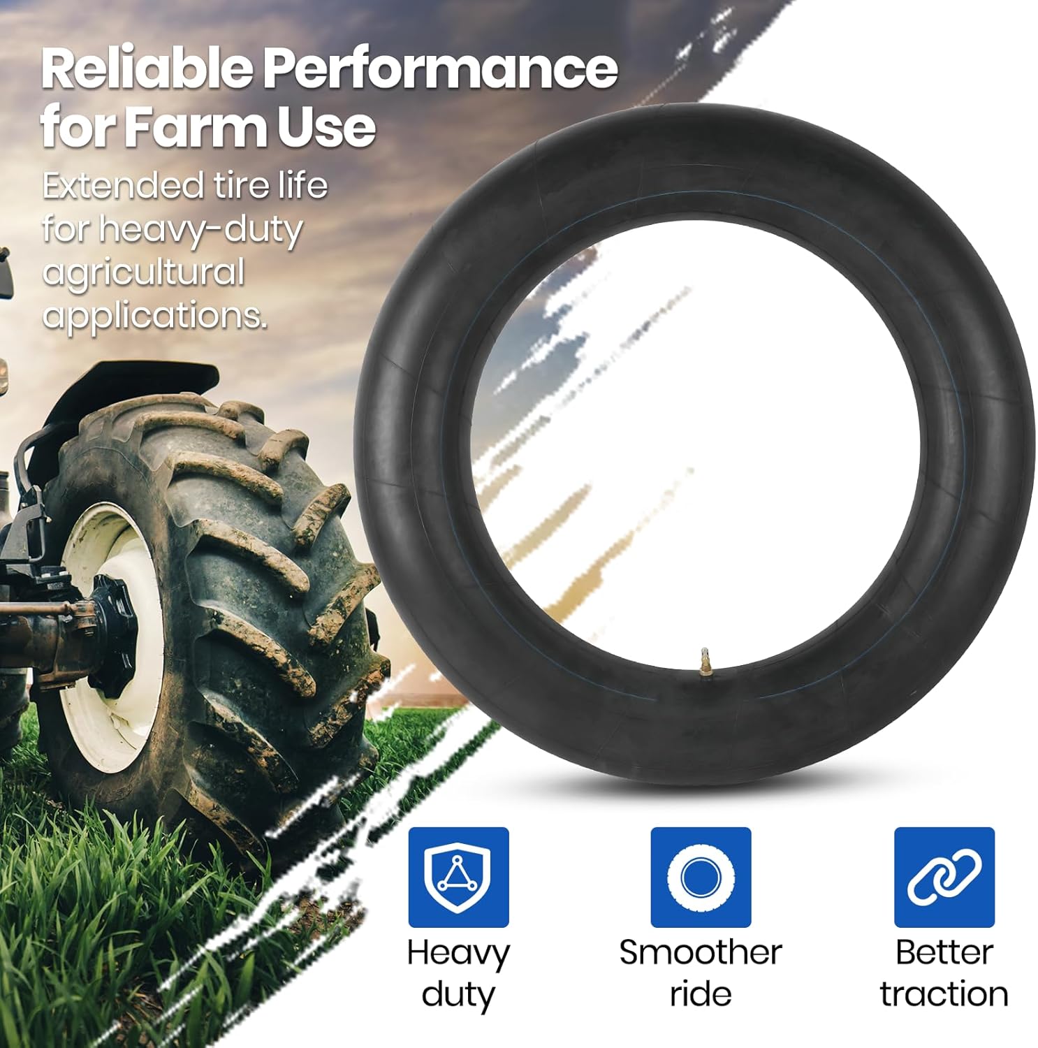 AR-PRO 7.50-24/8.3-24/9.5-24 Heavy Duty Farm Tractor Inner Tube with TR218A Valve Stem – Premium Butyl Rubber Tube for Bias Tires – 1 Pack
