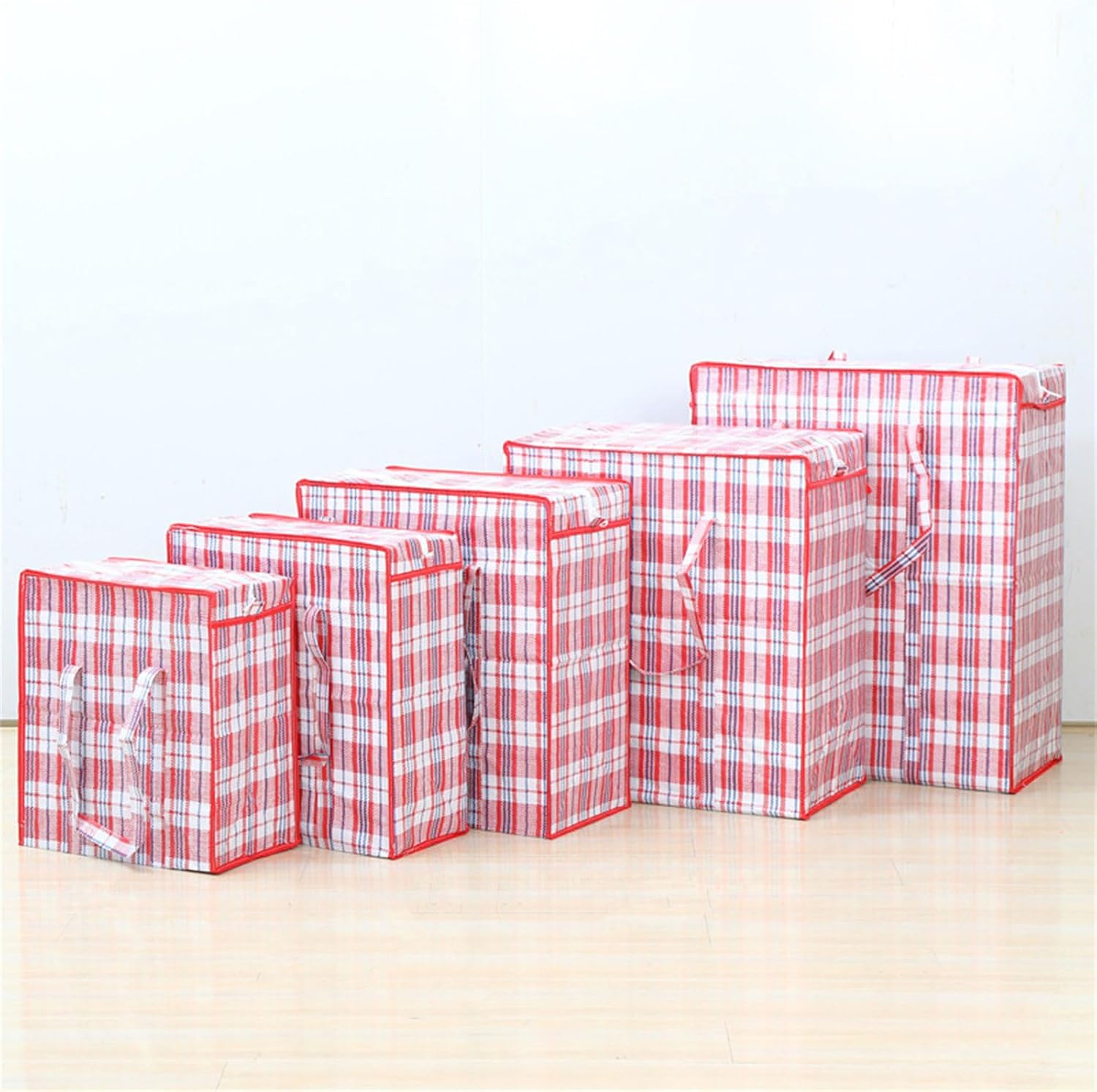 Large Portable Woven Bag Movings Bag Luggage Home Quilt Storage Thickened Plaids Packing for Travel Moving Strong Storage Shopping Bags
