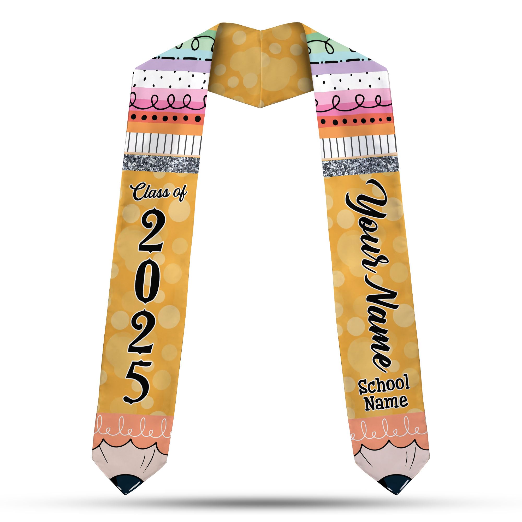 MonkeyVan Personalized Graduation Stole Class, Pencil Stole Graduation for Teachers, Customized Teacher Graduation Stole TC4