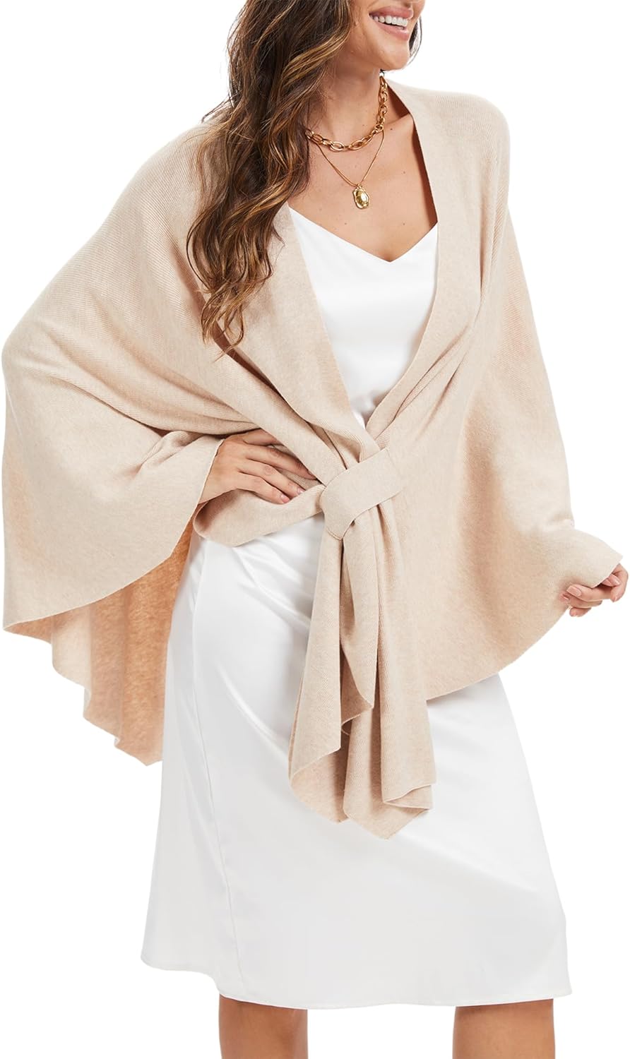 Beautiful Nomad Women's Elegant Poncho Sweater Wrap Cross Front Soft Warm Shawl Wraps for Fall Winter