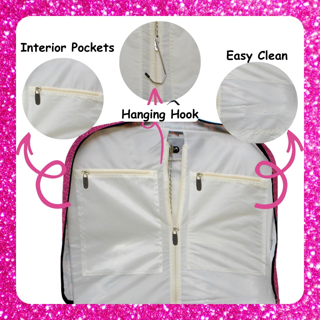 NGIL Glitter Cheer Tanz- und Wettkampf-Reisebegleiter, hängender Kleidersack für Mädchen (Glitzer-Hot Pink)