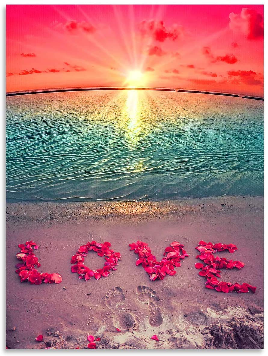 3 PACK SUNKOO Diamond Painting Kits Beach Painting with Diamonds Dot