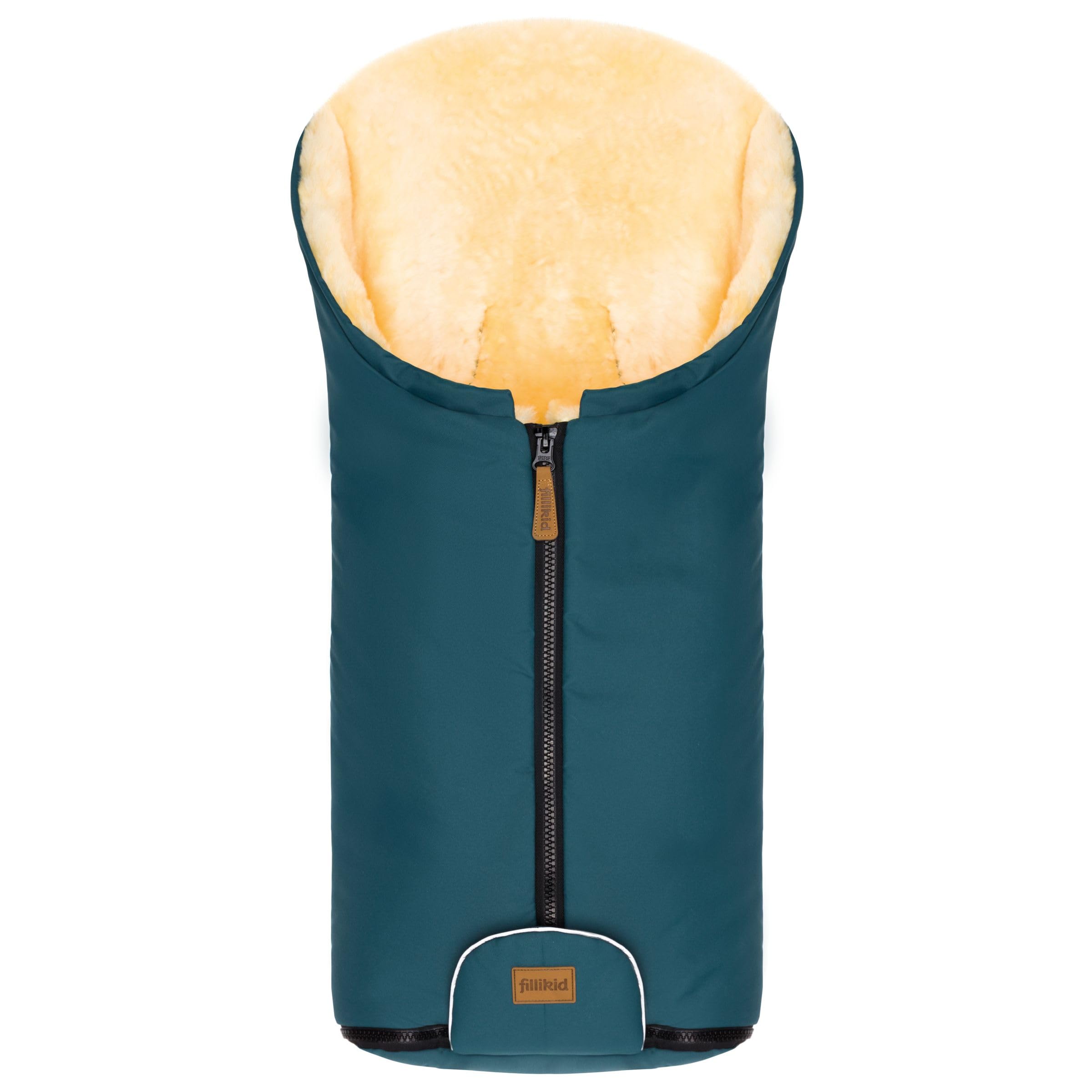Fillikid Baby Fußsack Pamir & Windel Blaubär | Winterfußsack für Kinder | Lammfellfußsack für Babyschale, Kinderwagen & Buggy | warmer Fußsack mit echtem Lammfell | ab Geburt