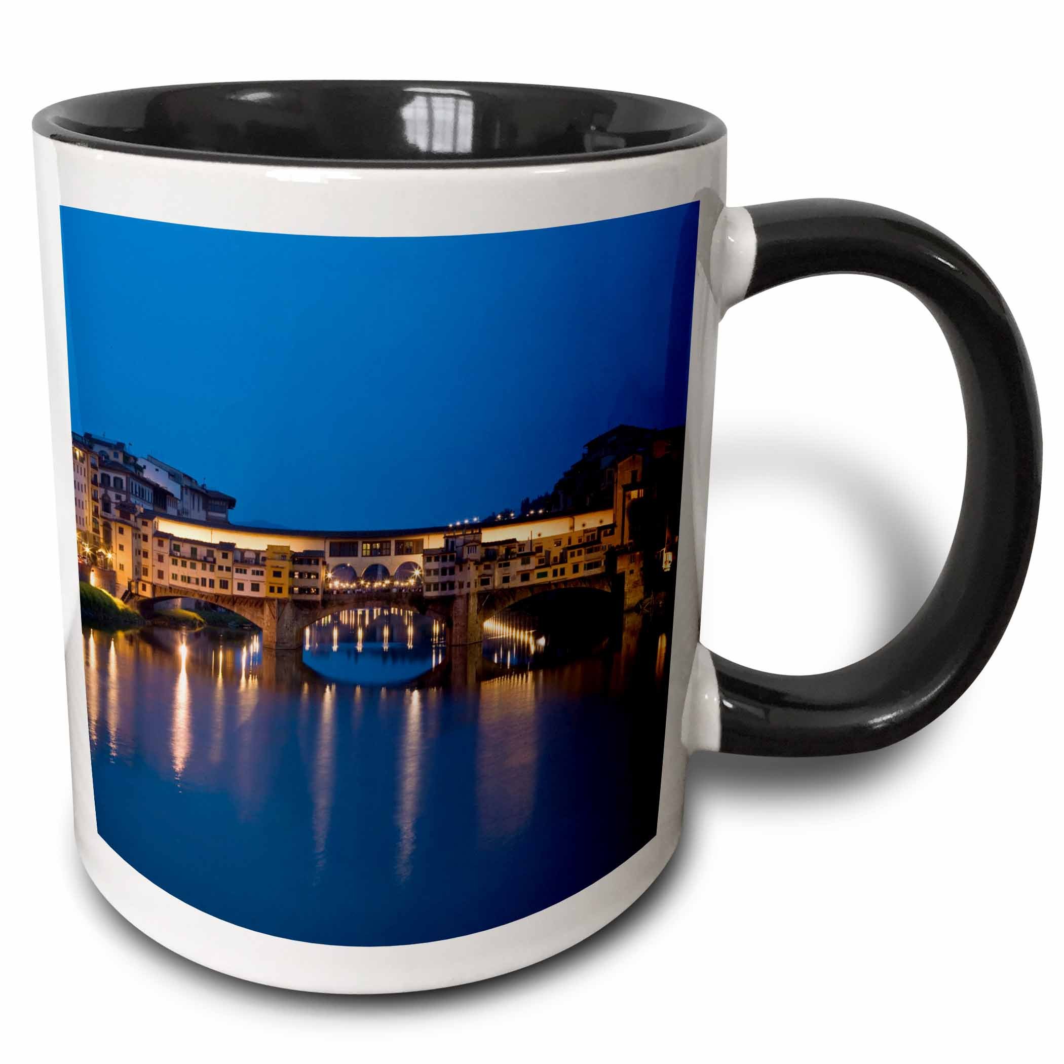 3dRose mug_82086_4 "Italy, Florence, Ponte Vecchio Bridge, Arno River - EU16 BTH0023 - Brenda Tharp" Two Tone Black Mug, 11 oz, Multicolor
