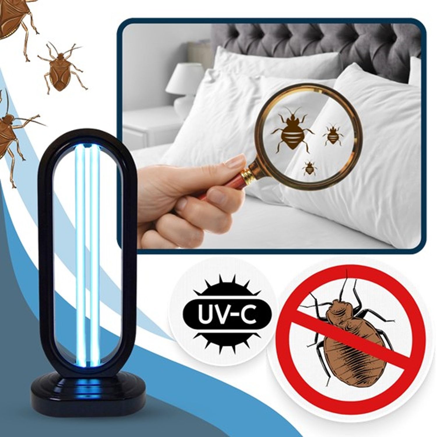 AULASERVICE Lámpara de Luz Ultravioleta UV para estancias de 40 a 80 m2, 38W, 220V, 50 Hz, 5000horas, Purificador de aire, Lampara uv, Generador ozono, Lámpara germicida