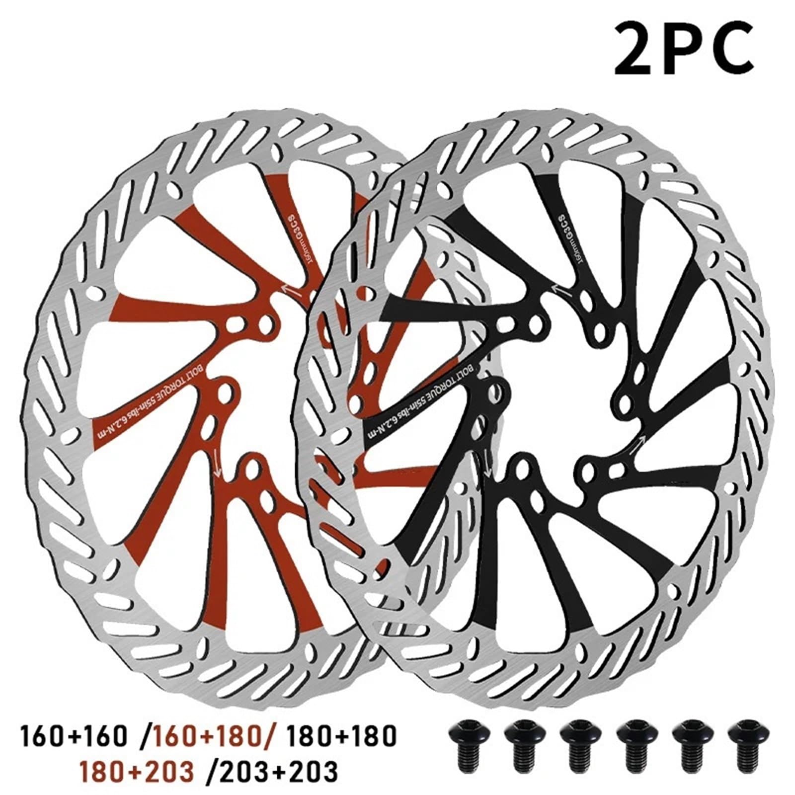 Disco freno 2 discos de freno para bicicleta de carretera, resistentes, de 160 mm, 180 mm y 203 mm, G3, de 6 pernos, compatibles con Shimano.(BLUE-180-203MM)