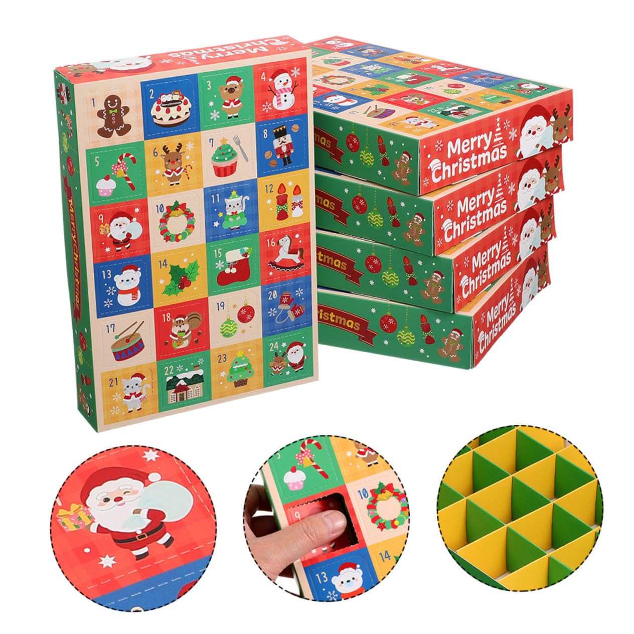 Homoyoyo 15 Pièces Calendrier de Noël Jours Papier Boîtes Vides pour Créer Soi-même Friandises et Décorations de Noël Compte à Rebours Familial