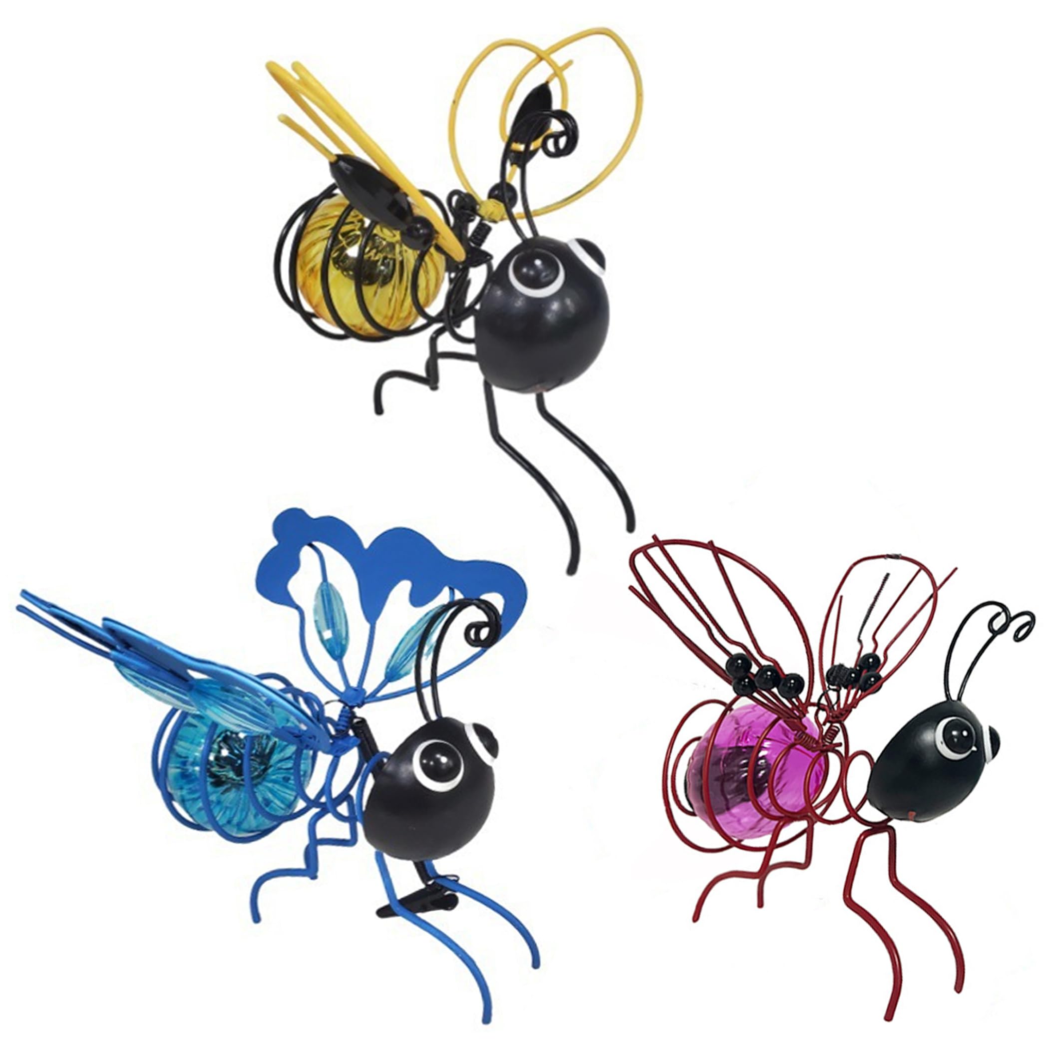 Ginwrek Solar Bee Lights Outdoor Solar Bee Lights, 3PCS Hanging for Outside, Metal Fairy Outdoor Hanging Decor for Patio Yard Balcony Fence Porch
